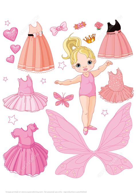 They print in black and white so they're ready for your kiddos to add color & personality! Baby Paper Doll with Different Ballet Fairy and Princess ...