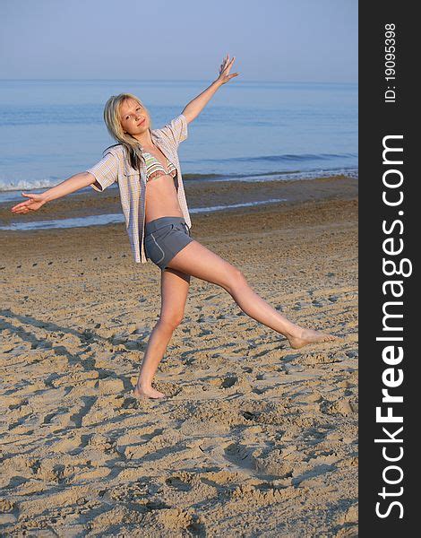 Delighted Girl Beach Free Stock Photos Stockfreeimages