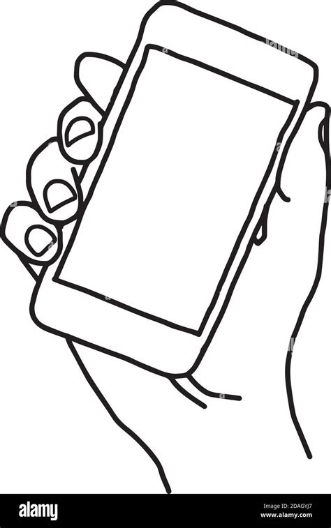 Vector Doodle Hand Drawn Sketch Of Human Right Hand Holding Smart