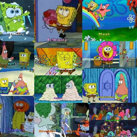 The Many Faces Of Spongebob Characters In Different Cartoon Styles And