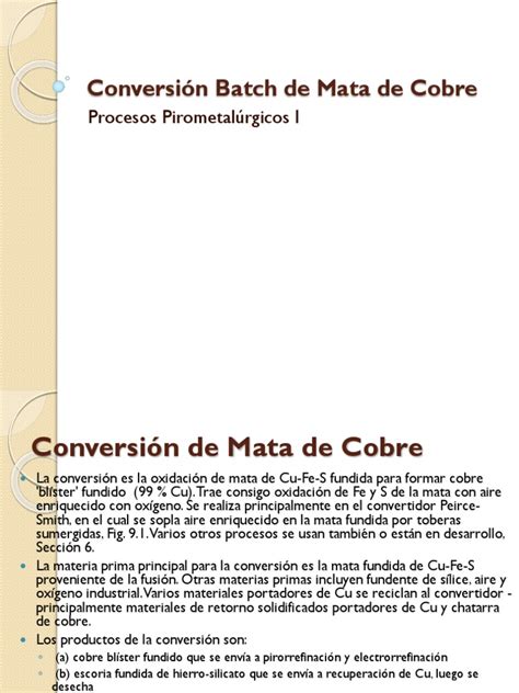 Conversion Batch De Mata De Cobre Pdf Cobre Aluminio