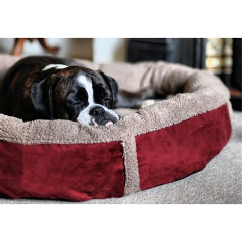Large Winterberry Red Luxury Fleece Dog Bed Donut Wolfybeds