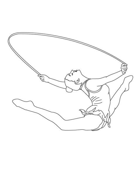 Printable rhythmic gymnastics coloring page. Rope Individual All Around Rhythmic In Gymnastic Coloring ...
