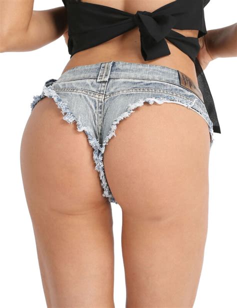 Us Sexy Women Ultra Low Rise Jeans Denim Pants Mini Shorts Bottom Thong Clubwear Ebay