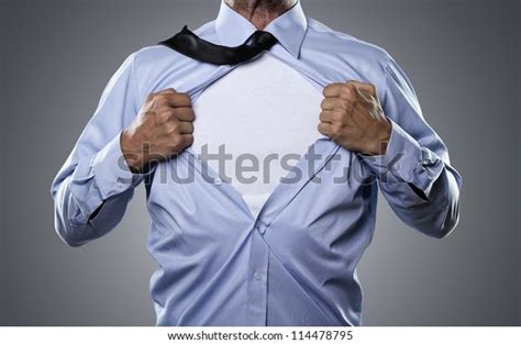 Superhero Young Businessman Tearing His Shirt Stock Photo Edit Now