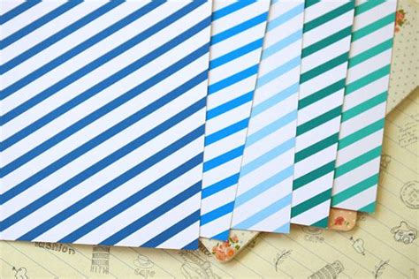 Blue Mix Candy Stripe Printed Card Stock 250gsm Wedding Crafts Candy