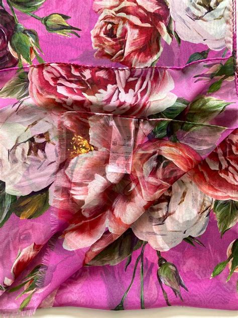 dolce and gabbana pink red silk peony roses scarf wrap cover up floral flowers at 1stdibs