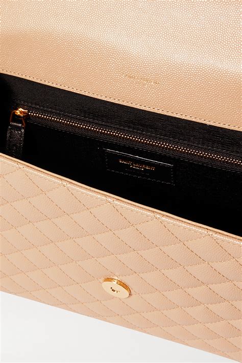 Envelope Large Quilted Textured Leather Shoulder Bag Saint Laurent