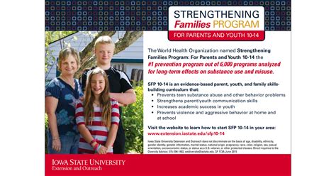 Strengthening Families Program: For Parents and Youth 10-14 - eBlast