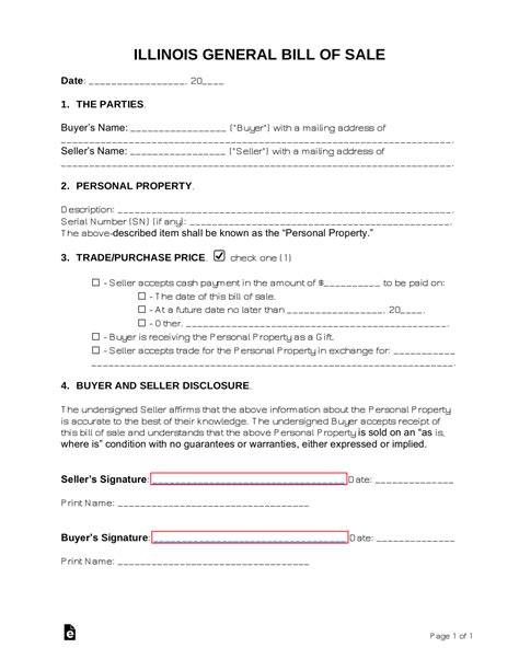 Free Illinois Bill Of Sale Forms 5 Word Pdf Eforms