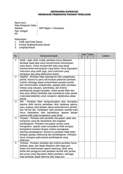 Contoh Instrumen Penilaian Model Rubrik Sd Seputar Model The Best