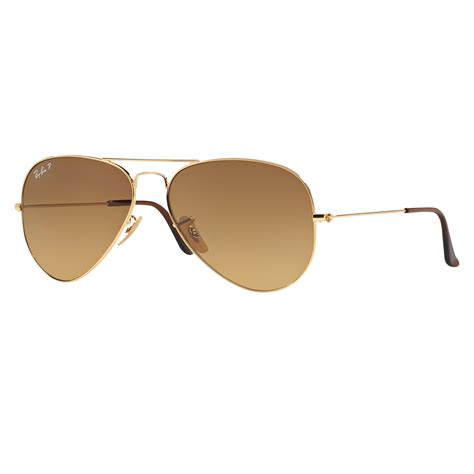 Ray Ban Rb3025 Polarised Aviator Sunglasses Shiny Gold Brown Gradient At John Lewis And Partners