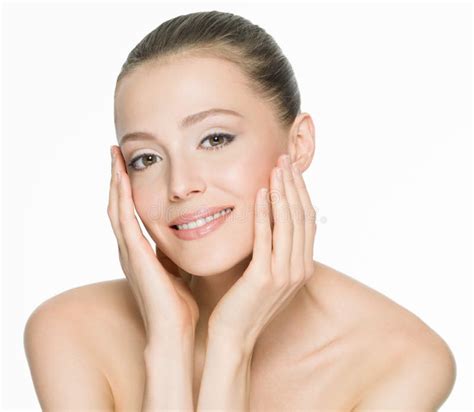 Beautiful Smiling Woman With Clean Skin Stock Image Image Of Pampering Attractive