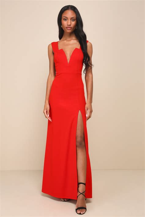 Sexy Red Dress Plunging Maxi Dress Mermaid Maxi Dress Lulus