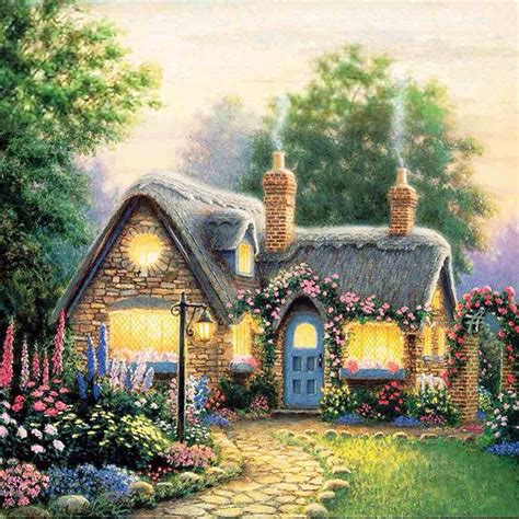 Diy Diamond Painting Country House By Numbers Handpainted Oil Painting