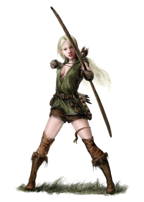 female elf archer ranger or hunter pathfinder pfrpg dnd dandd 3 5 5th ed d20 fantasy character