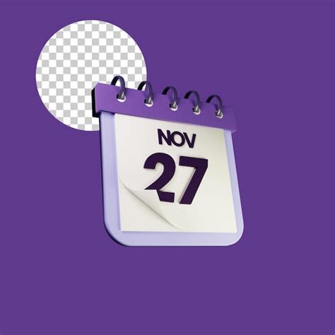 Premium Psd Purple 27 Calendar 3d Render Isolated Premium Psd