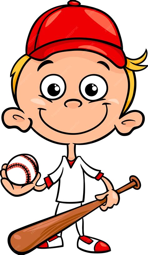 Premium Vector Boy Baseball Player Cartoon Illustration