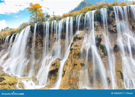 Beautiful Nuorilang Waterfall In Autumn Stock Image Image Of Tourism