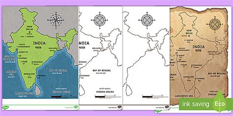 India Map Pack English Hindi Lehrer Gemacht Twinkl