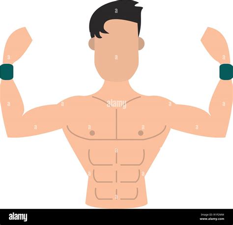 Hombre De Flexión De Los Brazos Muscular Avatar Ilustración Vectorial