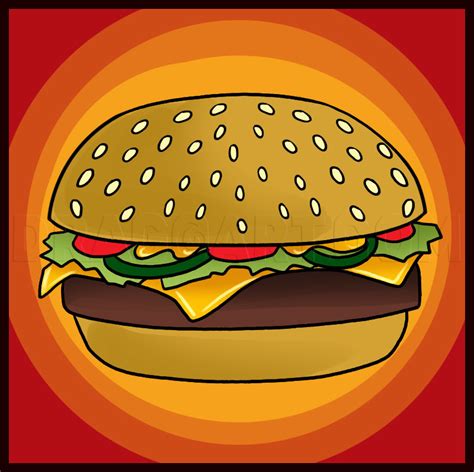 How To Draw A Hamburger, Step by Step, Drawing Guide, by Dawn - DragoArt