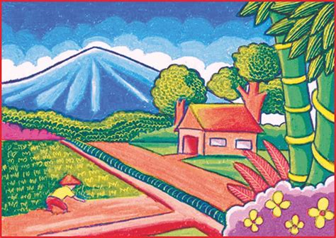 Untuk kamu yang sering mengikuti perlombaan mewarnai crayon carandache ini merupakan salah satu alat gambar wajib yang harus dimiliki. Gambar Pemandangan Gunung Anak Sd - Sempoa Dunia