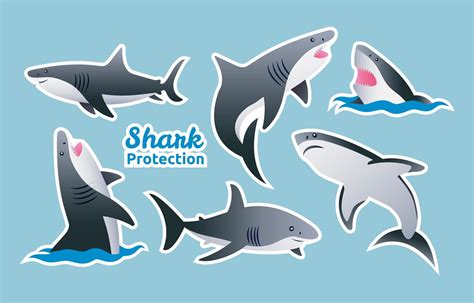 Shark Sticker Set Template 2509934 Vector Art At Vecteezy