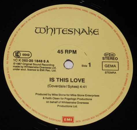 Whitesnake Is This Love 12 Maxi Single Heavy Metal Ballad Album Cover