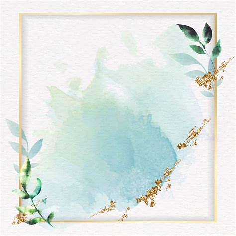 Download Premium Vector Of Gold Square Frame On A Green Watercolor