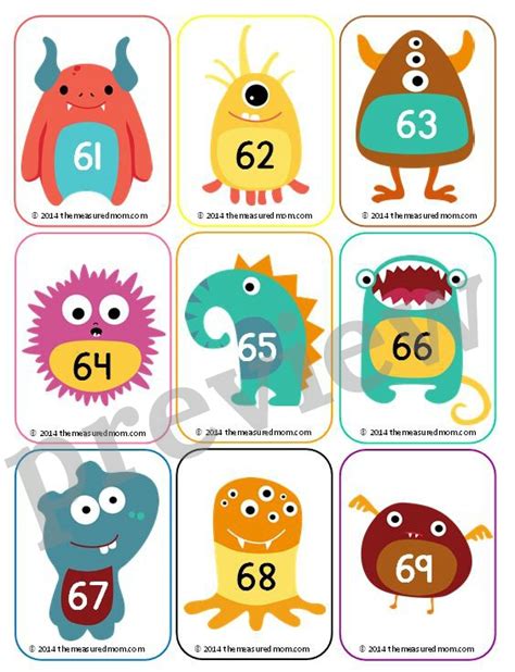 Or put them around the room and find them one by one. Monster number cards 1-130 - The Measured Mom