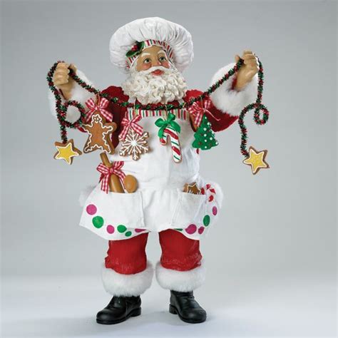 Tasty Treats Baking Santa With Cookie Garland Christmas Figurines