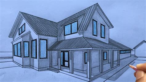 How To Draw A House Using Two Point Perspective Step By Steps House