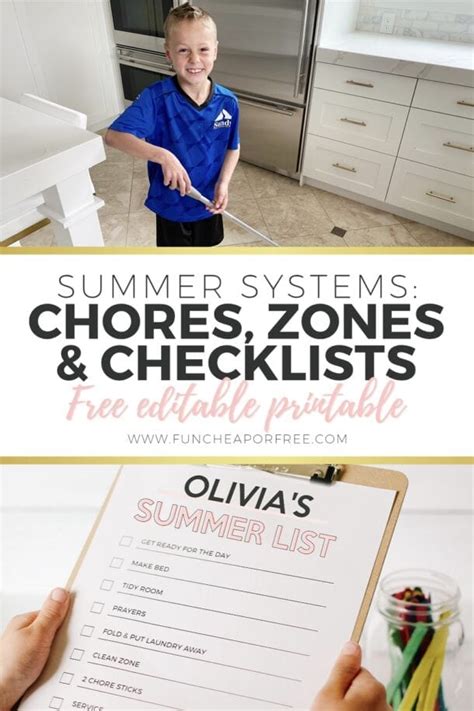 Chore Checklist For Summer Free Printable Fun Cheap Or Free