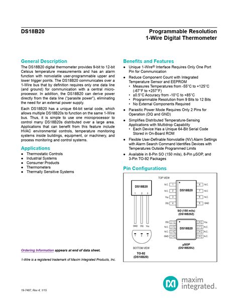 Datasheet Ds18b20 Preview And Download