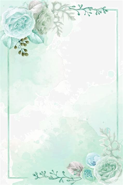 Light Green Hand Painted Spring On New Floral Wireframe Background