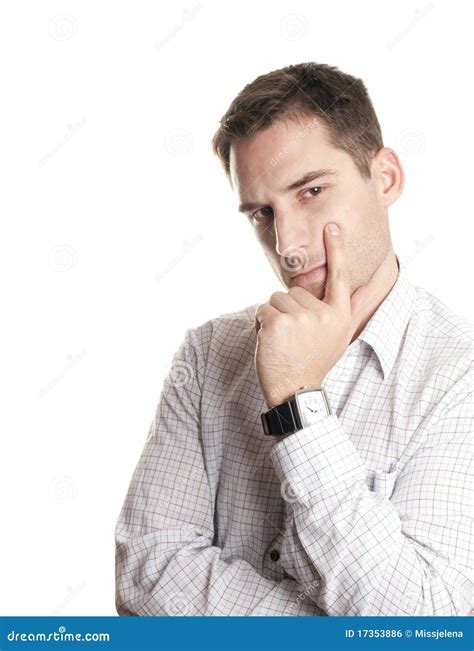 Concerned Man Stock Photo Image Of Caucasian Face Hand 17353886