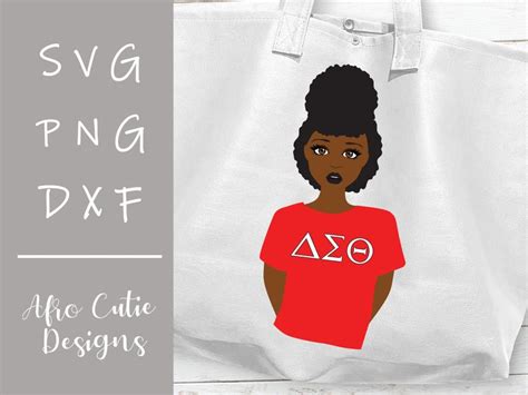 Delta Sorority Girl Red White African American Afro Woman Etsy