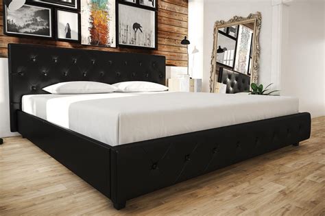 Dhp Dakota Upholstered Platform Bed King Size Frame Black Walmart