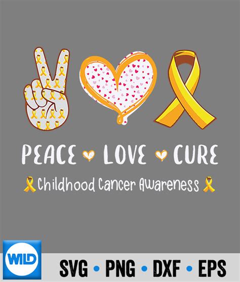 Cancer Ribbon Svg Peace Love Cure Childhood Cancer Awareness Ribbon