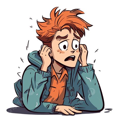 Anxious Clipart The Cartoon Character With An Orange Hair Is Sitting