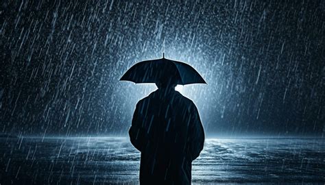 One Person Standing In The Rain Sheltering Under Umbrella Generated By Ai Stock Photo