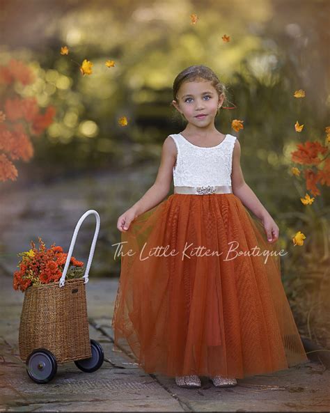 Burnt Orange Flower Girl Dress Fall Flower Girl Dress Rustic Etsy
