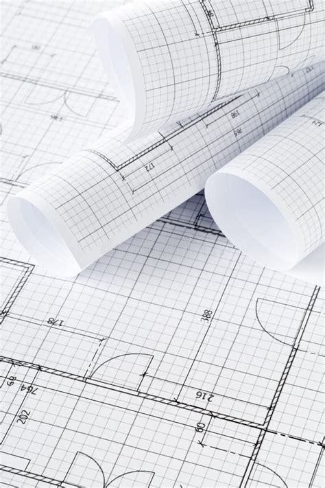 Rolls Of Architectural Blueprint House Building Plans On Blueprint