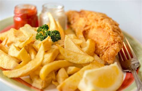 Fish And Chips Traditional Saltwater Fish Dish From England United