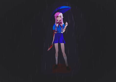 Yuno Waiting In The Rain Mirai Nikki Anime