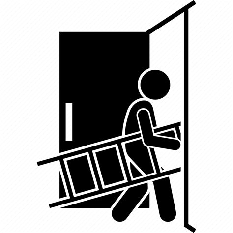 Carrying Door Going Ladder Man Through Walking Icon Download On