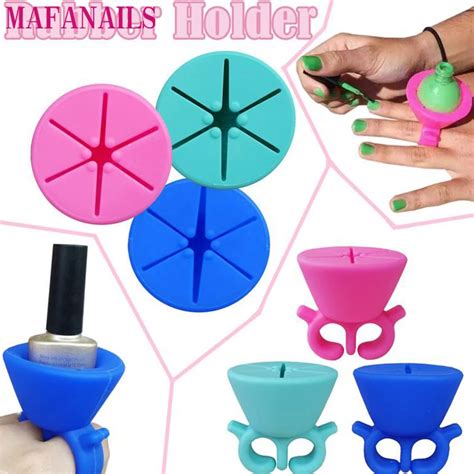 1pcs Silicone Wearable Nail Polish Holder Finger Wear Ring Easy To