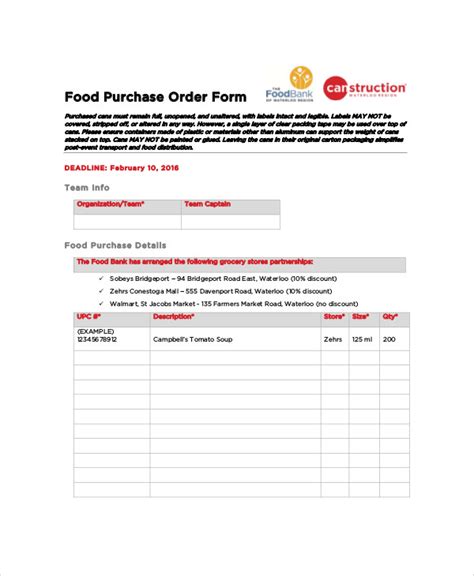 Free 9 Sample Food Order Forms In Ms Word Pdf