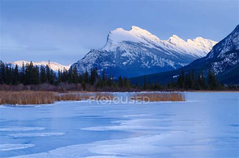 Mount Rundle And Vermillion Lake In Winter Banff National Park